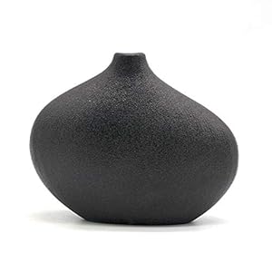 Decorative Vase, Small Black Ceramic Vase for Tabletop Decor, Stoneware for Floral Flower,4.7″ H