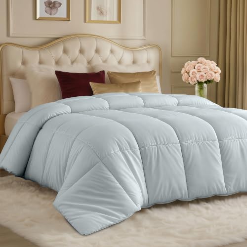 Image of Utopia Bedding Comforters Queen Size, All Season Duvet Insert, Down Alternative Box Stitched Bed Comforter with Corner Tabs, Machine Washable (Light Grey)