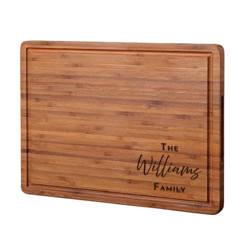 ARTELICA Personalized Bamboo Cutting Board Gift | Personalized Charcuterie Board with Reversible Juice Groove | Durable, Eco-Friendly & Thick Board for Food Prep, Serving & Display (Dark)