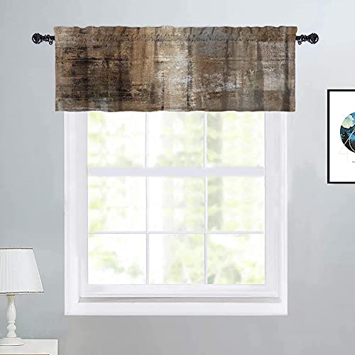 Lalilo Brown Grey Kitchen Curtains Abstract Art Valances For Windows Blackout Window Treatment Valances Rod Pocket Curtain Valance For Bathroom Bedroom Living Room Cafe,52 X 18 Inch,2 Panel #TOP4