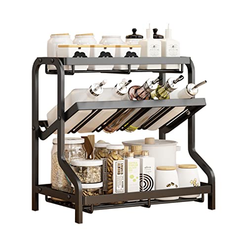Esusom 3-Tier Spice Rack Organizer Kitchen Countertop Storage Rack Pantry Shelves Seasoning Bottle Organization Stand Spice Jars Storage Holder Anti-Rust Spice Rack Organizer for Cabinet