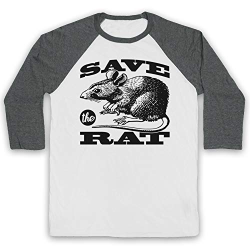 T-shirt baseball 3/4 Save The Rat avec slogan rétro animaliste