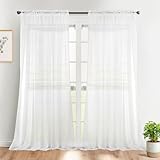 Dreaming Casa Solid Sheer Curtains Draperie White Rod Pocket Two Panels 72