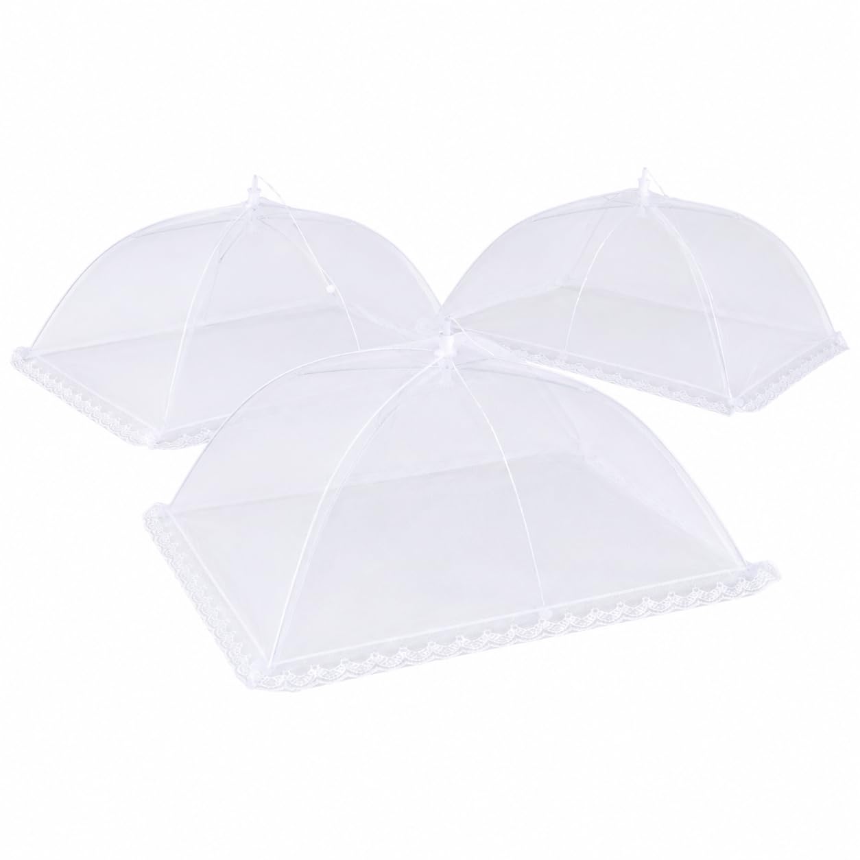 3 Pack Food Covers, Food Net Cover, Fine Net Screen Umbrella for Outdoors, Parties, Picnics, BBQs, Reusable and Collapsible