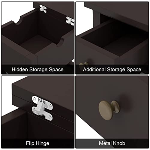 Choochoo End Table, Flip Top Narrow Side Table For Small Spaces, Accent Nightstand Sofa Table For Living Room, Bedroom, Espresso #TOP6