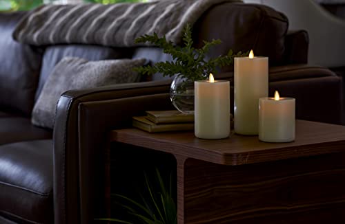 Lightli Touch On/Off Moving Flame Realistic Pillar Real Wax Smooth Finish Vanilla Honey Scented Led Candle, Battery Operated (2 D) 700 Hr Runtime, Timer, Remote Ready - Pearl Ivory (3.8" X 8.75") #TOP5