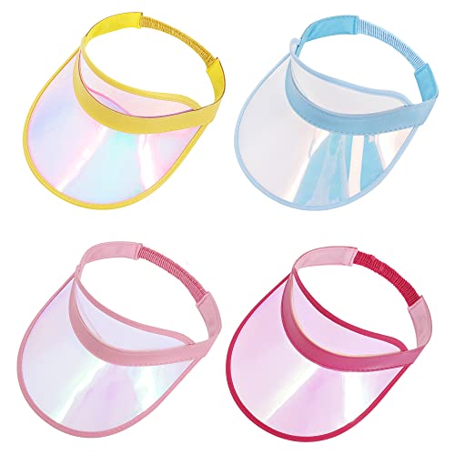 Erinaco 4 Pack Women Men Sun Visor Hat Summer Uv Protection Cap Clear Wide Brim Sport Beach Sunhats #TOP2