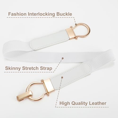 XZQTIVE Elastic Belts for Women Thin Stretchy Dress Belt Women Skinny Waist Belt for Dress Jeans Pants with Gold Buckle3
