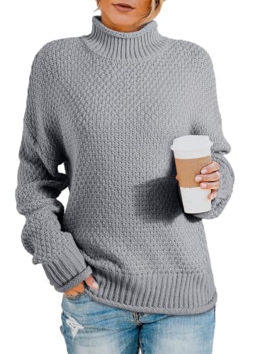 Image of Dokotoo Womens Sweaters Turtleneck Cable Knit Chunky Pullover Fall Outfits