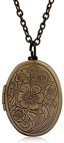 FajewelleryVintage Heart Flower Photo Locket Picture Pendant Long Chain Necklace for Women