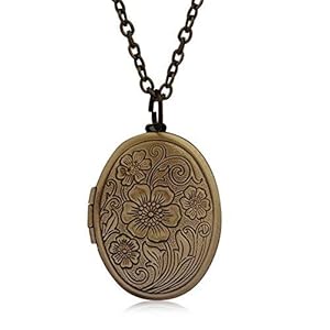 Fajewellery Vintage Heart Flower Foto Foto Medaillon Hanger Lange Collier voor Dames
