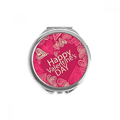 Miroir de poche rond de maquillage rose Saint-Valentin portable multicolore
