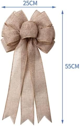 Burlap Bow Rustic Country Wedding Fall Christmas Tree Topper Ornament Wreath for Home Front Door Holiday Wedding Thanksgiving Party Decorations
