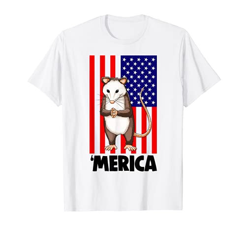 Funny Merica Opossum Shirt Women American Flag Gifts Camiseta