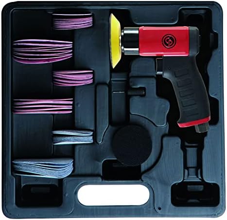 Chicago Pneumatic CPCP7200S Kit- Air Random Orbital Sander Tool, Home Improvement, Woodworking Tools, Polisher, Heavy Duty, Sanding Tool, Hook & Loop, 3 Inch (75 mm), 15000 RPM, One Size