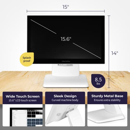 Restaurant & Retail Pos System For Small Business Terminal Bundle, Point Of Sale Cash Register With Android 11 Os, 15.6” Touch Screen, White [Hardware & Software, Us Only] #TOP4