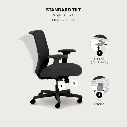 Image of HON Convergence Ergonomic Office Chair with Mesh Back, Adjustable Arms, Lumbar Support, Synchro‑Tilt Desk Chair with Wheels for Home Office or Computer Use, Black Frame, Bark
