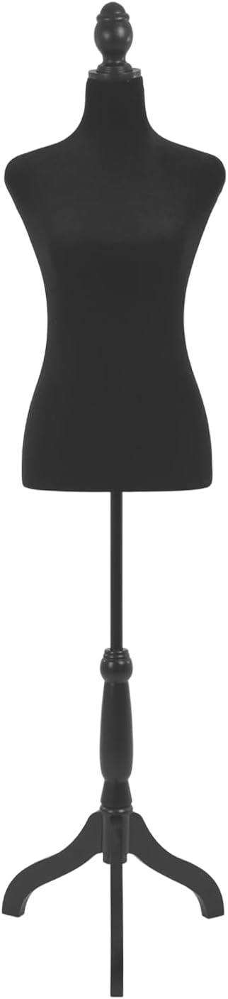 Mannequin Torso Manikin Dress Form Height Adjustable Female Mannequin Dress Model Display Torso Body Tripod Stand Clothing Forms (Black, 50-63 Inches)