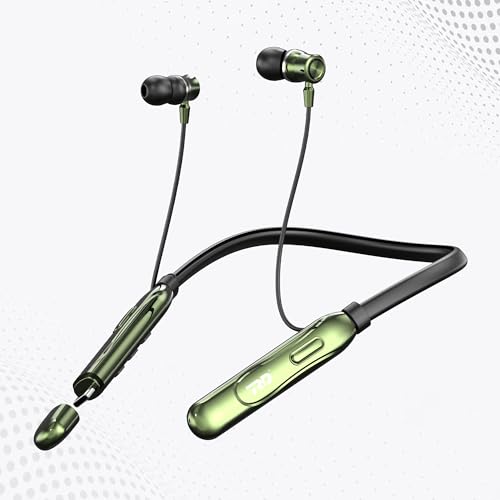 Image of RD M-190 ELEGA Wireless Neckband with 10MM Drivers, Bluetooth v5.3, Playtime Upto 90 Hours, 1-2 Hrs Fast Charging with Type-C Port, Auto Magnetic Connect, Multi-Function Button Green