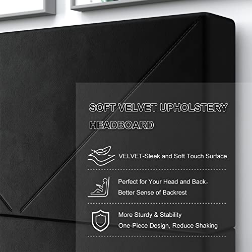 Flolinda Twin Bed Frame, Velvet Twin Upholstered Platform Bed With Headboard, Mattress Foundation, Strong Wood Slat Support Bed Frames, No Box Spring Needed, Noise Free,Easy Assembly #TOP2