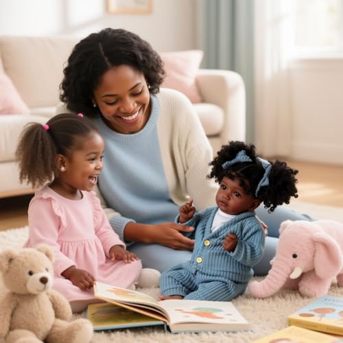 Muñeca Reborn Bebé Realista Negra 20 Pulgadas Suave miniatura 5