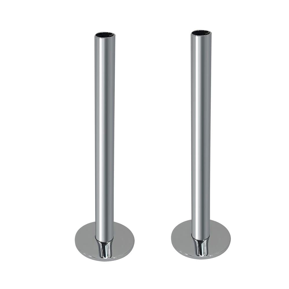 Warmehaus Warmehaus 15mm 2 x Chrome Radiator Pipes and Pipe Collars Sleeves