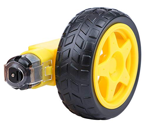 Yeeco 4 PCS DC Electric Motor 3V-6V Dual Shaft DC Gear Motor 1:120 Reduction Ratio Geared TT Magnetic Gearbox Engine with 4 PCS Plastic Car Tire Wheel, Mini RC Car Robot Tyres Model Gear Parts - Thumbnail 4