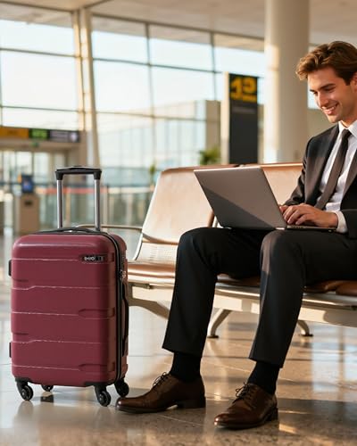 Image of COOLIFE Luggage Expandable(only 28 inch) Suitcase PC+ABS Spinner Built-in TSA Lock 20in 24in 28in Carry on (Radiant Pink, S(20in Carry on))