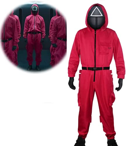 Squid Game Costume, Red Squid Game Jumpsuit Squid Game Halloween Costume Cosplay Outfit (L)