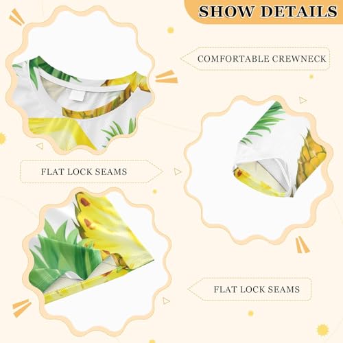 Sliced Pineapple White Boy's Rash Guard Swim Shirt Long Sleeve Sun Shirt for Toddler Kid UPF50+3