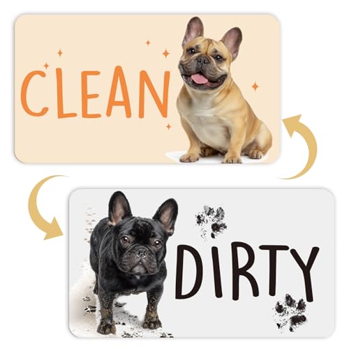 Dishwasher Magnet Clean Dirty Sign - Cosmisun French Bulldog Clean Dirty Magnet for Dishwasher Reversible Dish Washer Signs Funny Dog Double Sided Magnetic Dish Washer Indicator for Home Kitchen Decor