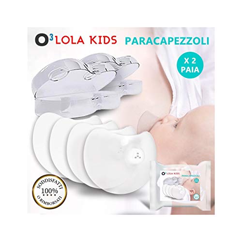 O³ Paracapezzoli Silicone - Proteggi Capezzolo Allattamento - Include Custodia per conservarli e trasportarli - 24mm | 4 PEZZI (X2 Paia)