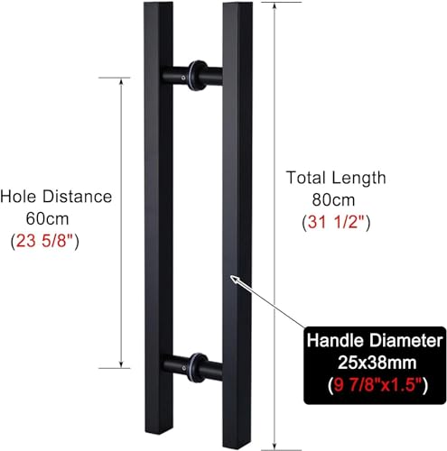 Poignée de porte Push Pull noire en acier inoxydable 80cm - 8