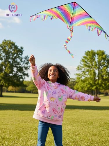 Image of WELAKEN Girls and Toddlers' Pullover Printed Hoodie Sweatshirt with Kangaroo Pocket