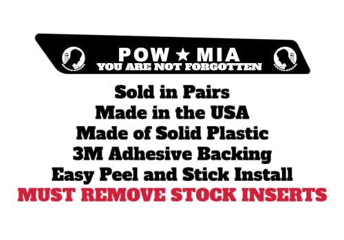 Inserciones para alforjas POW/MIA! Vendidas en pares. Para modelos Harley Davidson Touring. Street Glides, Road Glides, Road King, Ultra Electra Glide. 2014 y posteriores. Hecho en USA. miniatura 3