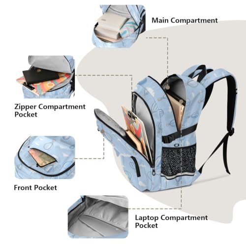 Mochila de computadora portátil 17.5 bolsa casual ligera azul 5