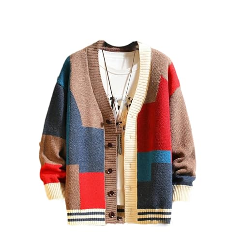 Autumn Winter Korean Knit Cardigans Sweater Patchwork Men Casual Coats Jacket Clothes3