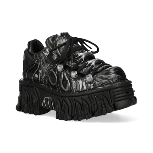 Chaussures plateforme New Rock 120N-C105 cuir noir unisexe goth
