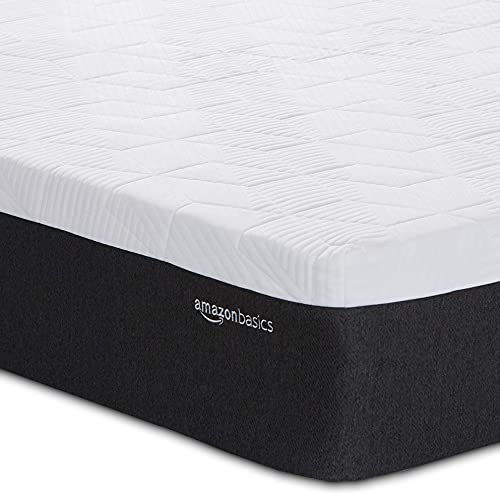 Image of Amazon Basics Cooling Gel-Infused Memory Foam Mattress, Firm, Breathable, Full Size, CertiPUR-US Certified, 75 x 54 x 12 inches, White /Gray