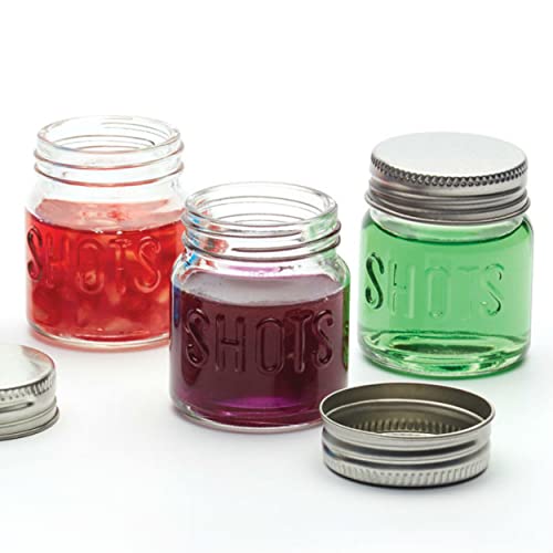 BarCraft Jar Shot Gläser mit Deckel, 6er Set, 60ml, Mini-Glasgefäße – Ansicht 5