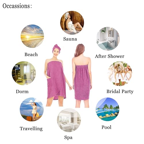 Drap de bain violet haut de gamme en microfibre pour spa et douche - 5