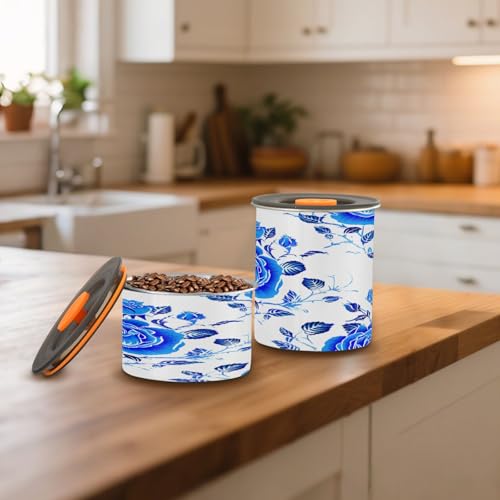 Contenedor para café azul con diseño de rosas, acero inoxidable, 17 oz miniatura 6