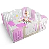 Material plástico apto para niños: el parque infantil para bebé cuenta con un diseño de panel elegante con bordes lisos. Fácil de limpiar, perfecto para bebés y niños pequeños