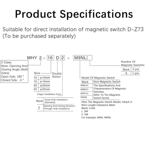 Vérin de préhension pneumatique MHY2-25D à 180 degrés pour l'automatisation - 5