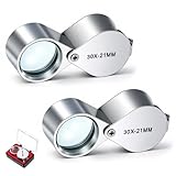 30x Jewelers Loupe Jewelry Loupe Pocket Jewelry Loop Magnifier Magnifying Glass 30x 21mm for Jewelers Identifying Diamond Coins Antiques (Silver)