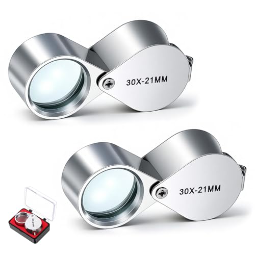 30x Jewelers Loupe Jewelers Loop Pocket Magnifier Magnifying Glass 30x 21mm Jewelry Loupe for Identifying Diamond Coins Antiques (Silver)