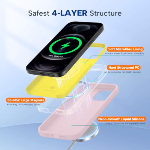 Image of Miracase Compatible with iPhone 12 Pro Max Case, [Soft Anti-Scratch Microfiber Lining], Liquid Silicone Case Gel Rubber Shockproof Drop Protection Phone Case for 12 Pro Max, Sand Pink