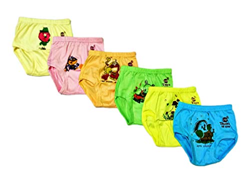 Image of Kid's Soft Cotton Cartoon Print Panties Multi-Coloured (Pack of 6)