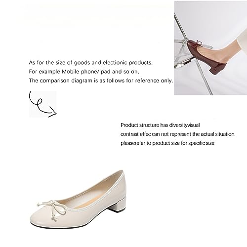 Image of Women's Classic Closed Round Toe Patent Leather Bow Block Heel Loafers - Retro Shallow Slip-On Low Heel Casual Office Dress Shoes