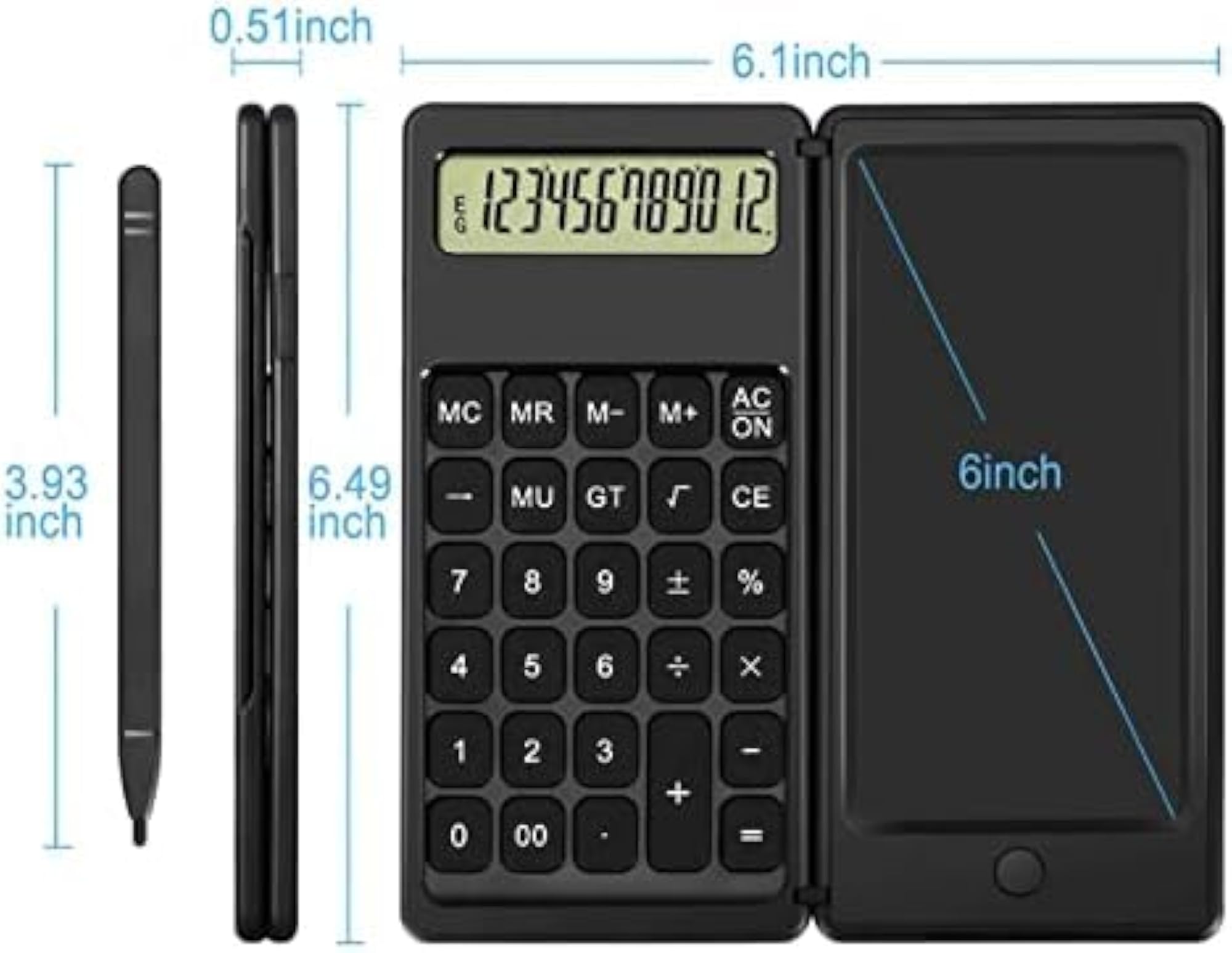 6-Inch Foldable Calculator Tablet with LCD Writing Pad